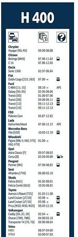 BOSCH H400 REAR Scheibenwischer Heckwischblatt 400mm 1st.