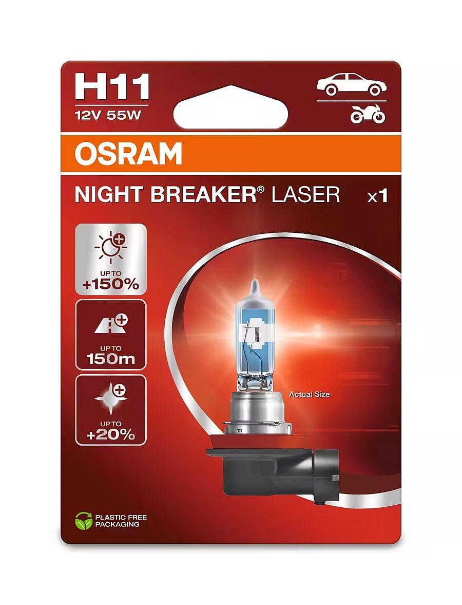 Osram H11 64211NL-1BL Halogen Lampe Night Breaker Laser +150%