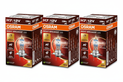3 Stück Osram H7 Night Breaker 220 Halogen Lampen in Einzelverpackung