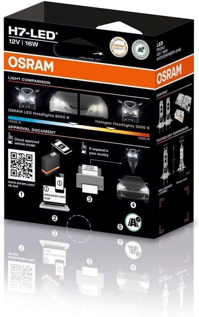 Osram H7 64210DWNBSP-2HB Night Breaker Speed 450% LED Autolampen Set mit ECE (2 Stück)