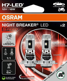 Osram H7 64210DWNBSP-2HB Night Breaker Speed 450% LED Autolampen Set mit ECE (2 Stück)
