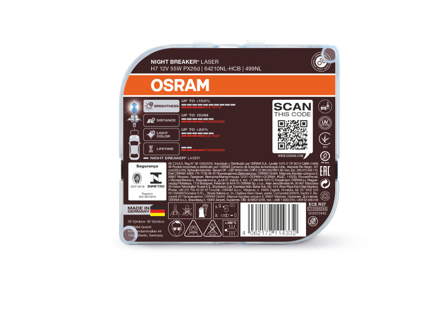 Osram H7 64210NL-HCB Halogen Lampen Night Breaker Laser +150% Duo Box (2 Stück)