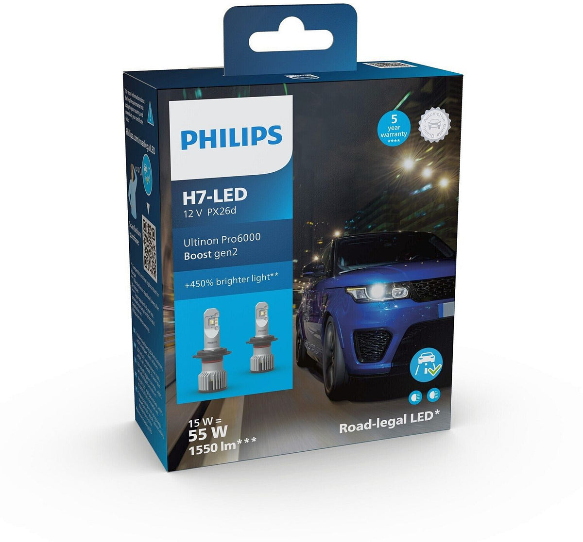 Philips H7 Ultinon Pro6000 HL Boost (homologué pour la route*)