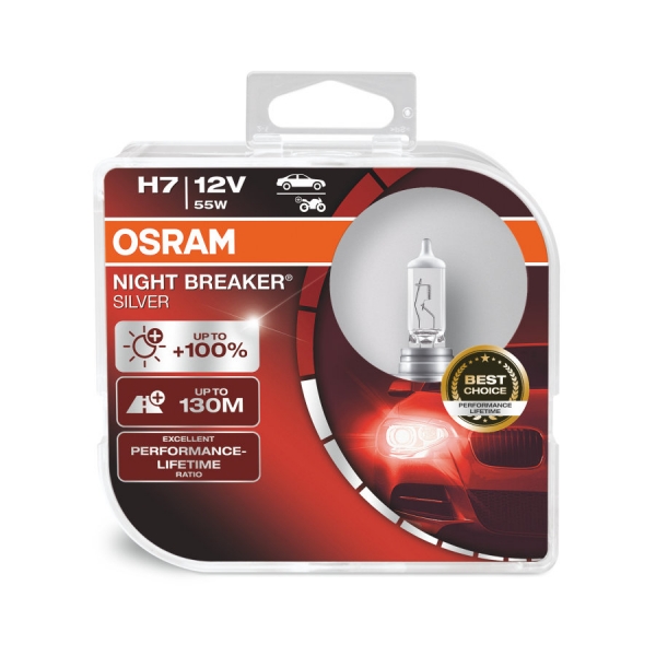 Osram H7 Night Breaker Silver Halogen Scheinwerferlampen 12V 55W Duo Box (2 Stück)
