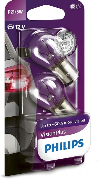 Philips P21/5W BAY15d Vision Plus Signalleuchte Bliker, Bremse, (2er Pack)