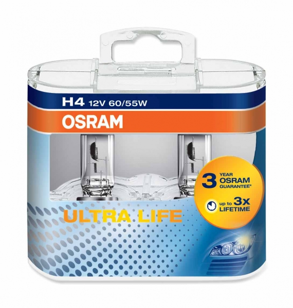 Osram H4 64193 ULT Ultra Life Halogen Lampen Duo-Box (2 Stück)