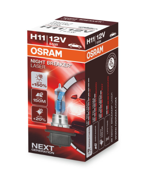 Osram H11 64211NL Halogen Lampen Night Breaker Laser +150%