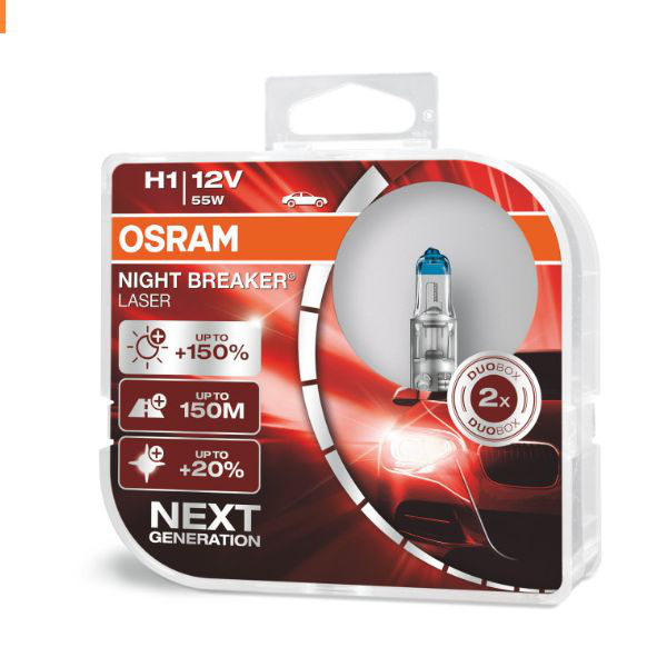 Osram H1 64150NL Halogen Lampen Night Breaker Laser +150% NEXT Generation Duo Box (2 Stück)