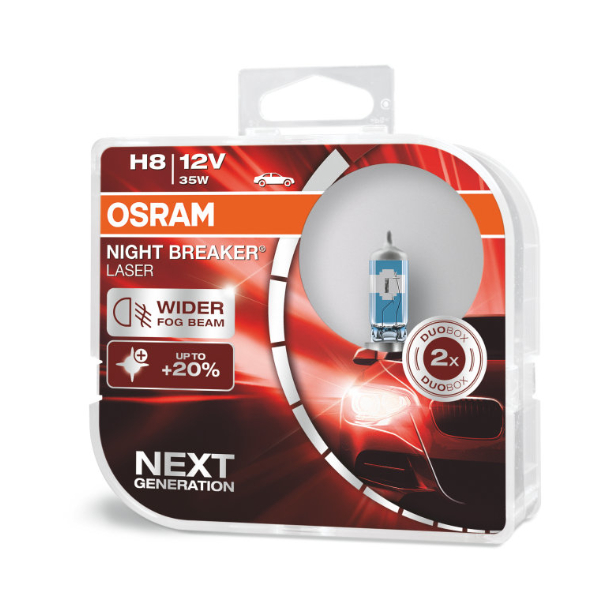 Osram H8 64212NL Halogen Lampe Night Breaker Laser +150% NEXT Generation Duo Box (2 Stück)