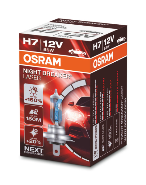 Osram Night Breaker Laser H7 next Generation, +150% mehr Helligkeit,  Halogen-Scheinwerferlampe, 64210NL-HCB, 12V PKW, Duo Box (2 Lampen)(2  Stück) 1er Pack : : Auto & Motorrad