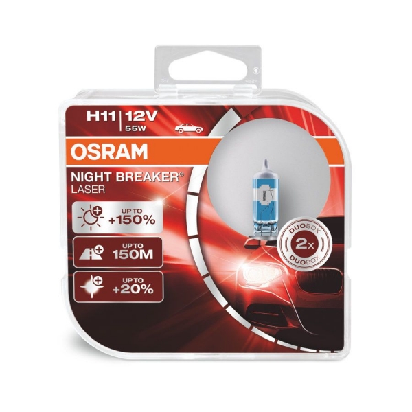 Osram H11 64211NL Halogen Lampen Night Breaker Laser +150% NEXT Generation Duo Box (2 Stück)