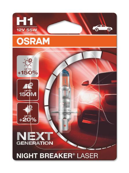 64150NL OSRAM NIGHT BREAKER LASER next Generation H1 12V 55W Halogen  Glühlampe, Fernscheinwerfer