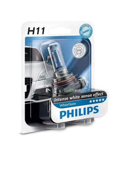 Philips H11 White Vision mit Xenon Effekt mit 3600 K Halogen Lampe 12V