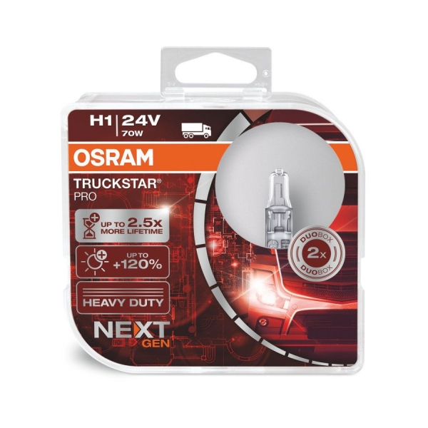 Osram Truckstar Pro H1 Halogen Lampen 24V 70W Duo-Box (2 Stück)