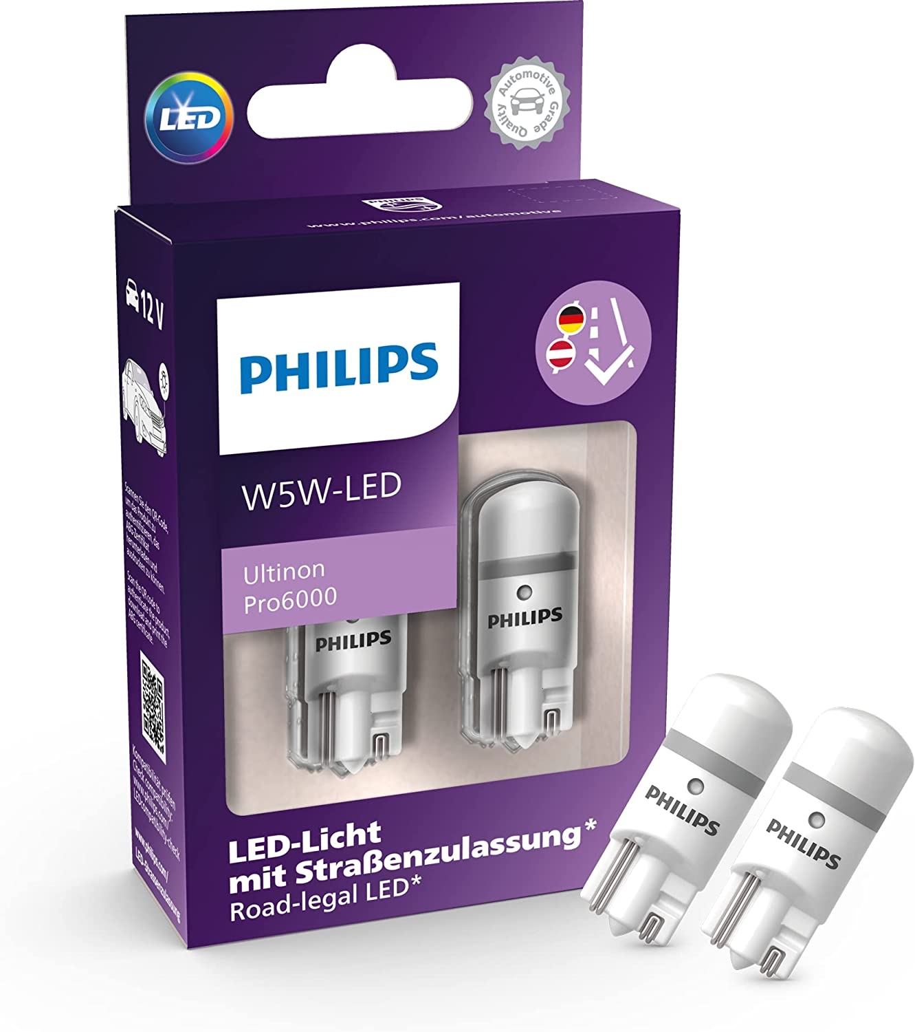Philips Ultinon Pro6000 W5W LED mit Straßenzulassung, Signalleuchten, Autolampen