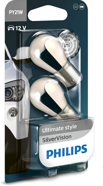 Philips PY21W Silver Vision 12V 21W BAU15s Ultimate Style (2er Pack)