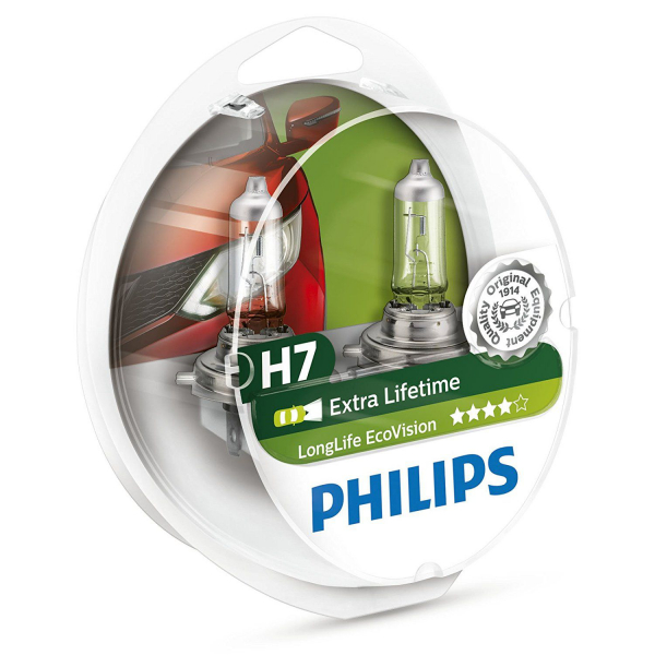 Philips H7 12972 Extra Lifetime LongLife EcoVision Halogen Lampen Duo-Box (2 Stück)