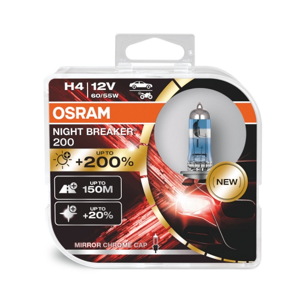 Osram H4 Halogen Lampen Night Breaker 200 Duo Box (2 Stück)