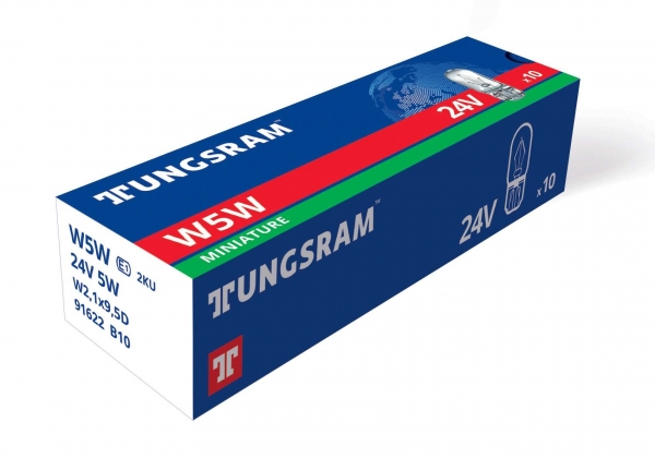 Tungsram W5W Lampen 10er Packung 24V 5W W2,1x9,5d