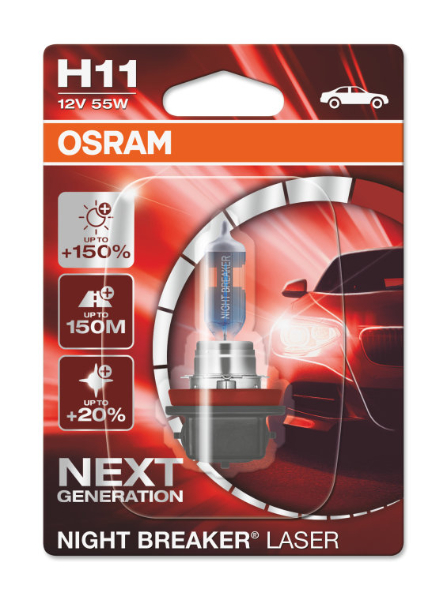 Osram H11 64211NL Halogen Lampe Night Breaker Laser +150%