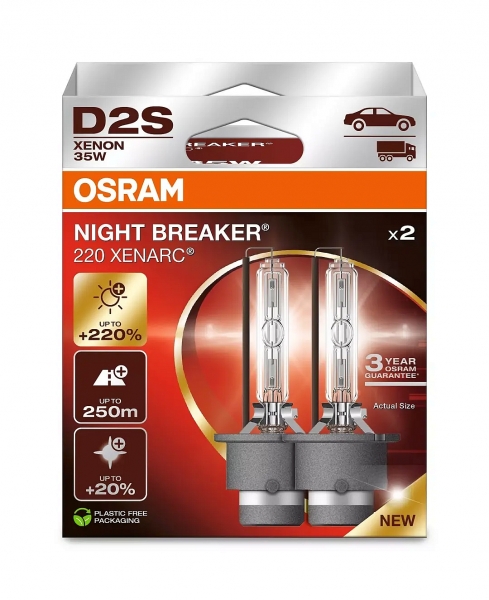 Osram D2S Night Breaker 220 Xenon Scheinwerferlampen +220% Duo Box (2 Stück)