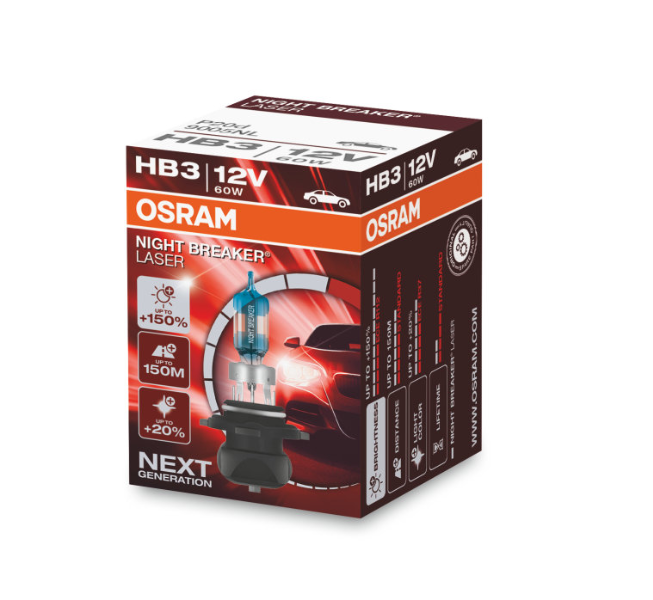 OSRAM NIGHT BREAKER LASER HB3, +150% mehr Helligkeit,  Halogen-Scheinwerferlampe, 9005NL-HCB, 12V PKW, Duo Box (2 Lampen) :  : Auto & Motorrad