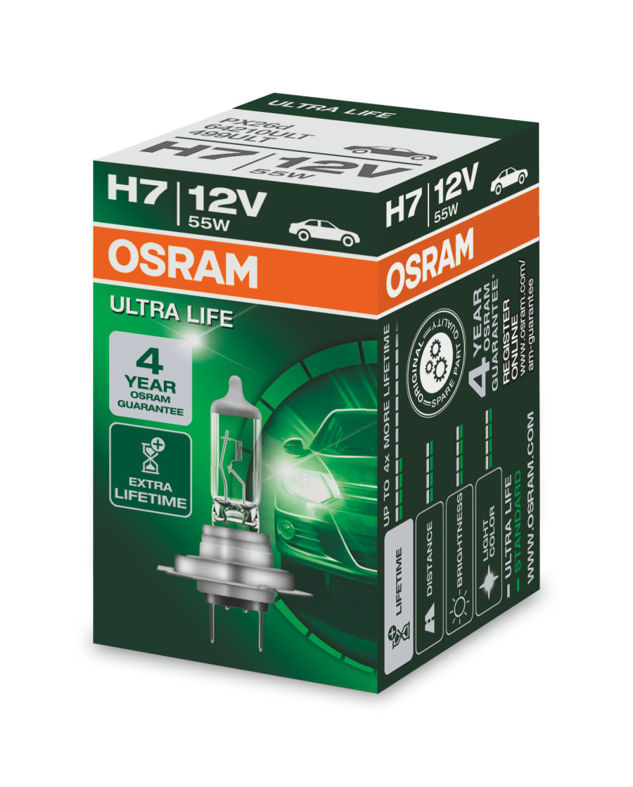 Osram H7 Ultra Life Halogen 12V 55W Extra lange Lebensdauer Long Life 2  Stück