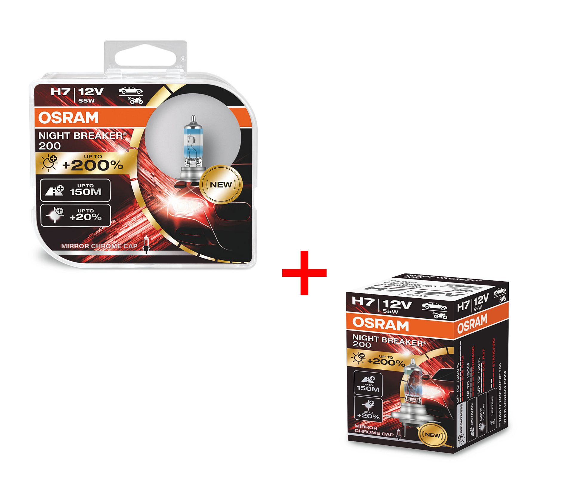 OSRAM H4 12V NIGHT BREAKER 200 bis zu 200% mehr Licht Set - 2