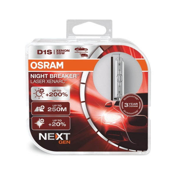 Osram NIGHT BREAKER 200, H4, + 200% Licht, Halogenlampe für