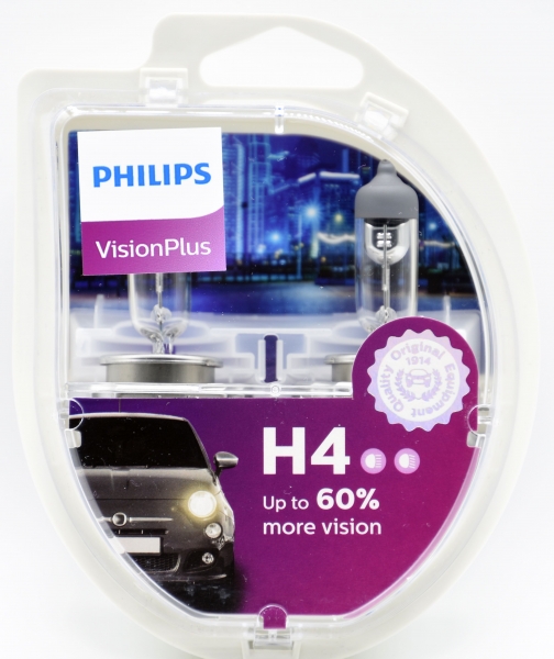 Philips H4 Vision Plus mit 60% mehr Licht Halogen Lampen (2 Stück)