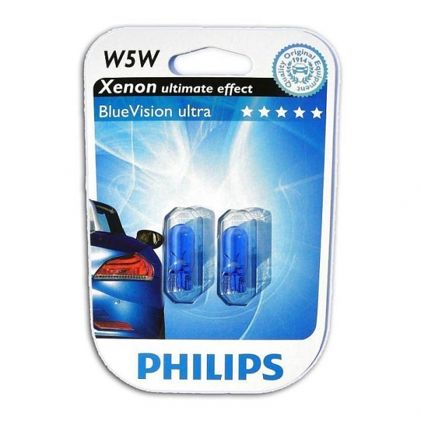 Philips W5W 12961BVB2 Blue Vision Ultra with Xenon effect 2er-Blister
