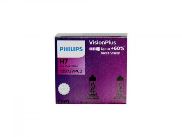 Philips H7 Vision Plus up to +60% more vision Halogen Scheinwerferlampen Duo-Set (2 Stück)